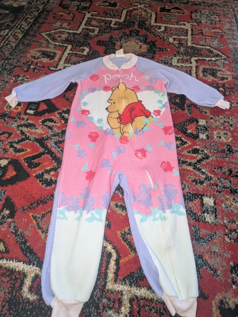 Winnie the Pooh Pink & Lavender Fleece Footie Pajamas for Kids